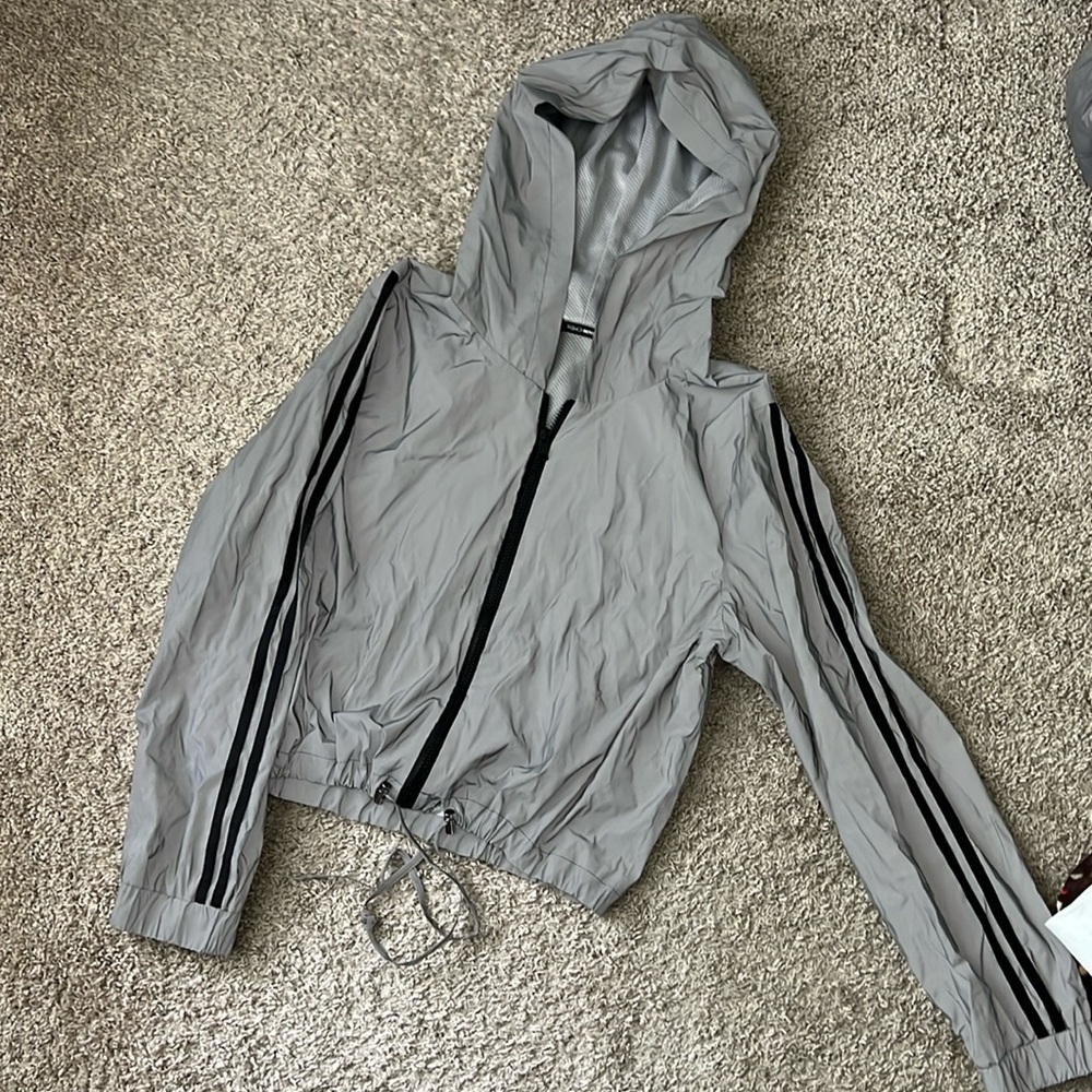 Silver reflective fashion nova jacket with hoodie